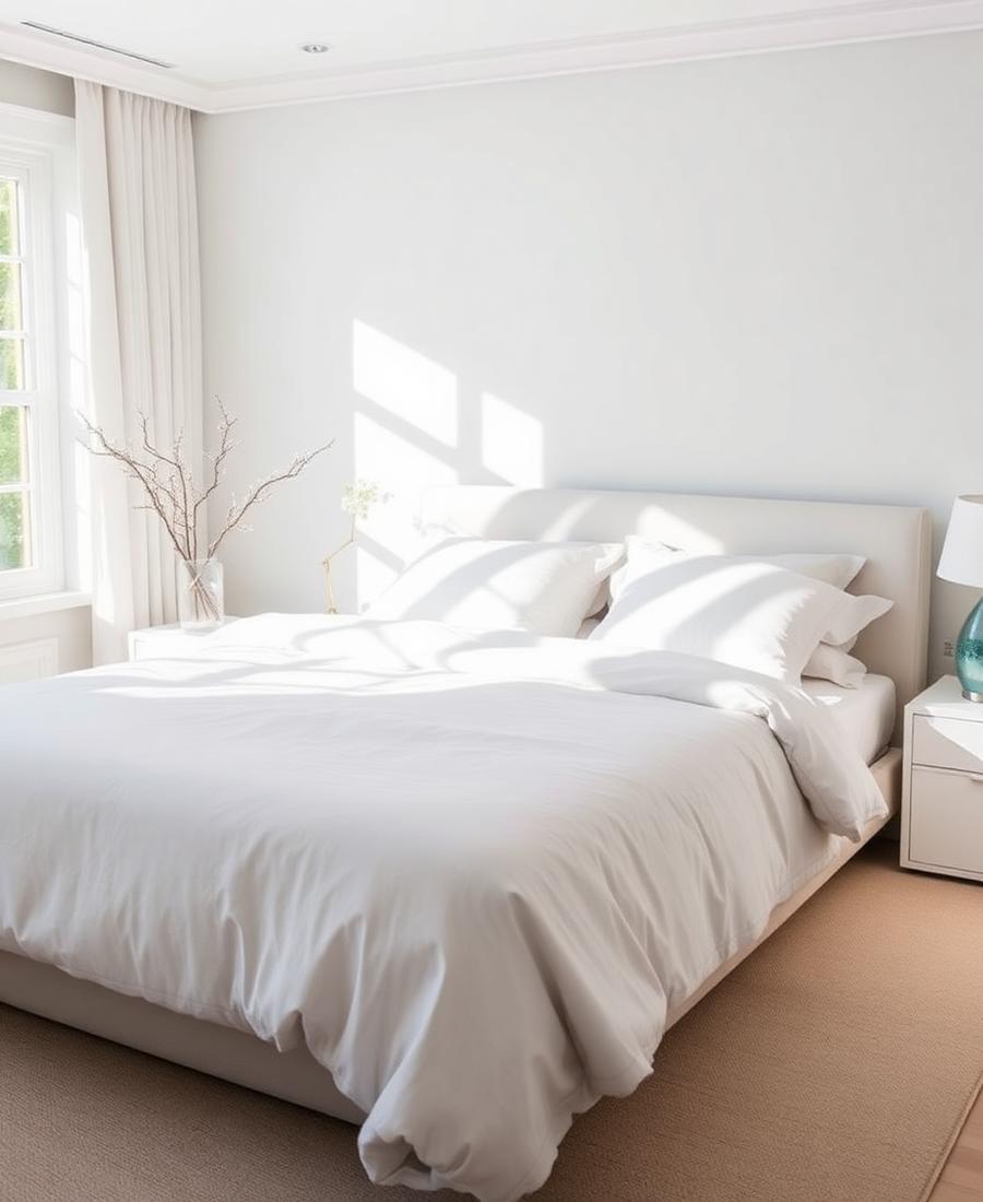 Tidy bedroom with white linens